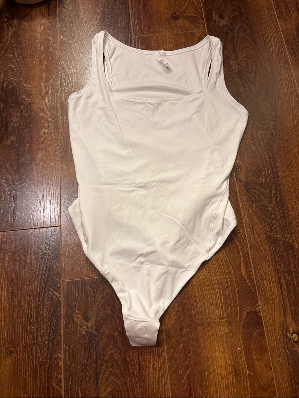 Lululemon Wundermost Nulu Square Neck Bodysuit White Medium M Thong Snap